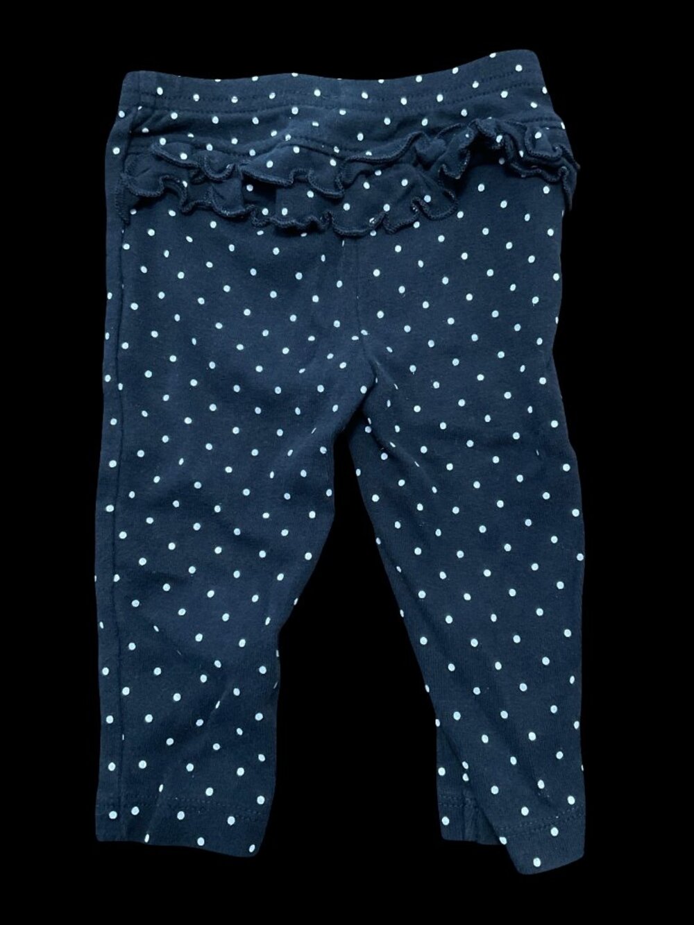 🌻10/$25 - Black/White Polka Dot Print Leggings w/ Ruffle Bottom Detail